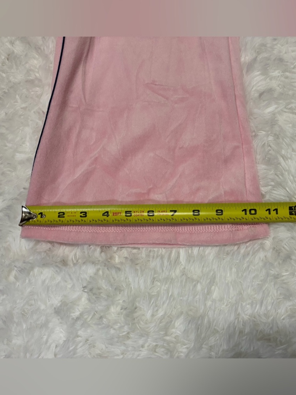 Juicy Couture Pink Velour Wide-Leg Track Pants with Blue Side Stripes - Picture 11 of 13